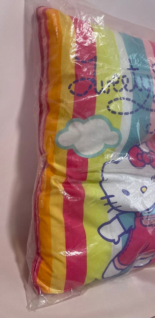 北　レトロキティ　チェック柄クッション２００４年製＆ストライプ座布団２００４年製