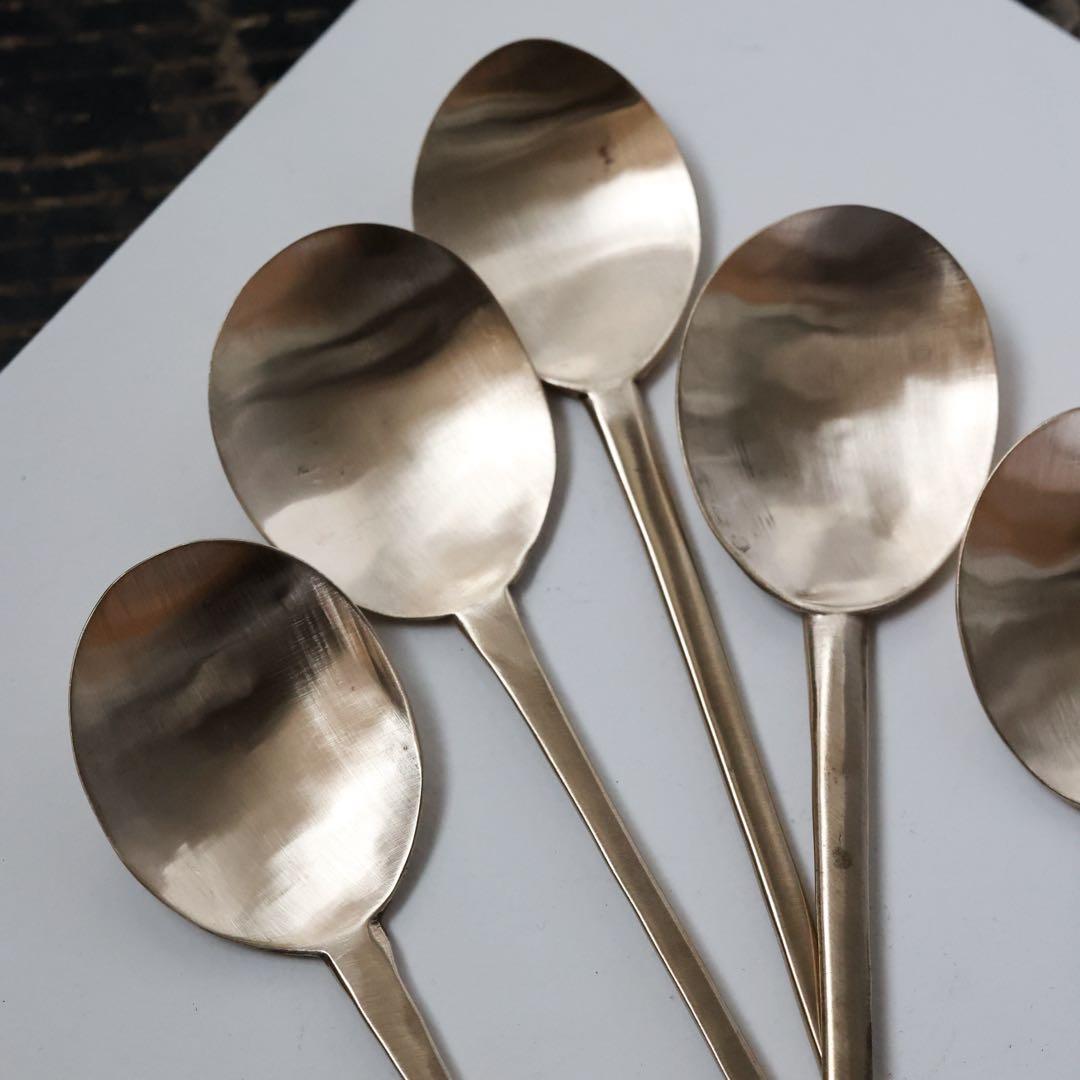 スッカラ チョッカラ 真鍮 韓国 李朝 古道具 スプーン 骨董 カレー 5本