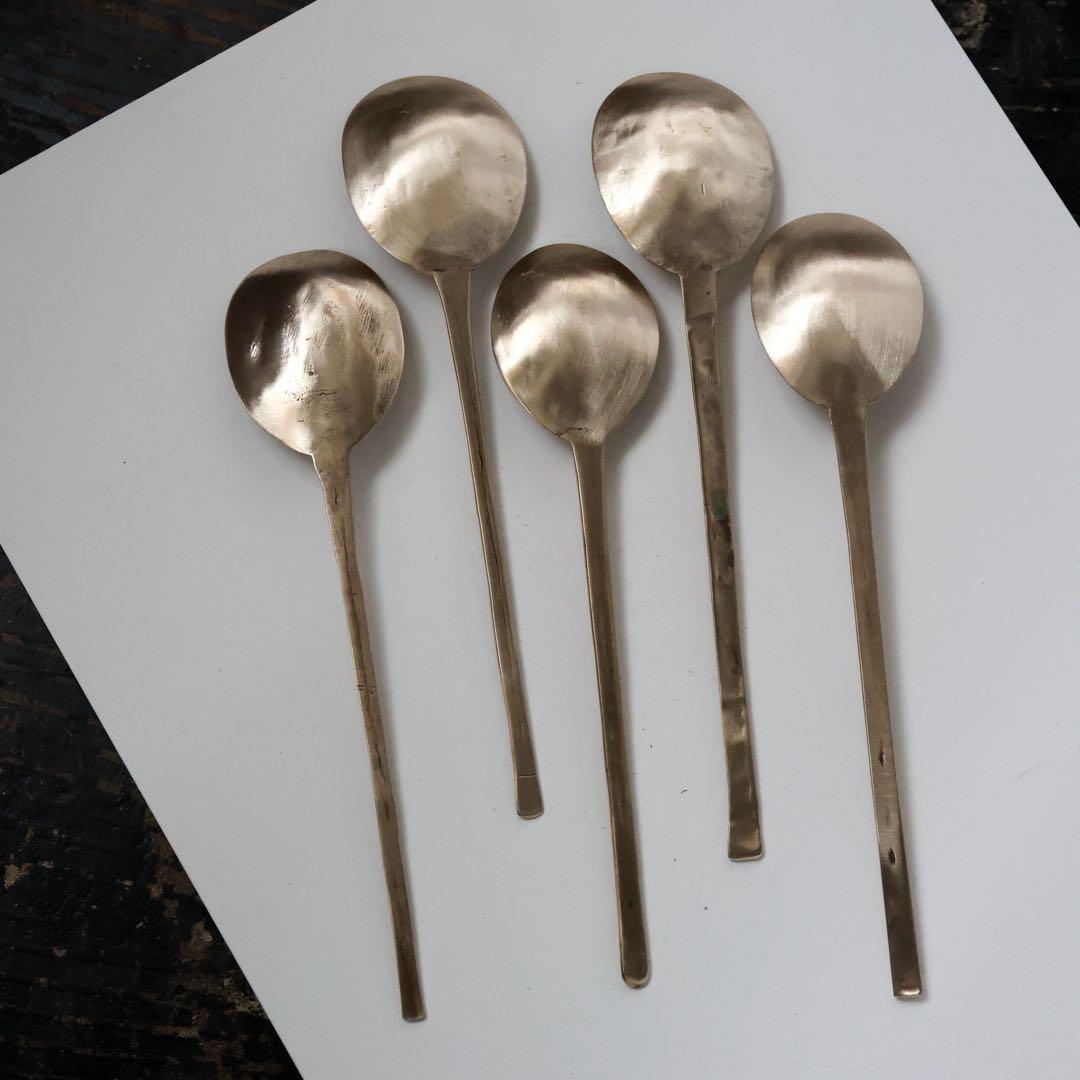 スッカラ チョッカラ 真鍮 韓国 李朝 古道具 スプーン 骨董 カレー 5本