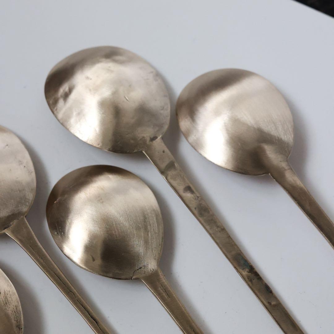 スッカラ チョッカラ 真鍮 韓国 李朝 古道具 スプーン 骨董 カレー 5本
