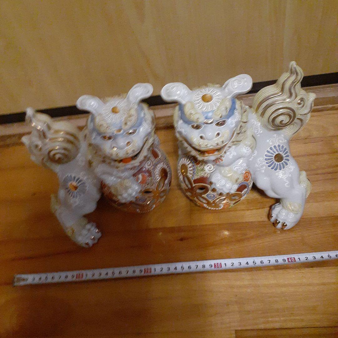 M*5様 ★特別セール★久谷焼シーサー置物、狛犬、久谷玉乗り獅子ペア(2)