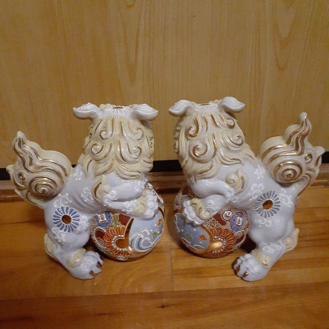 M*5様 ★特別セール★久谷焼シーサー置物、狛犬、久谷玉乗り獅子ペア(2)