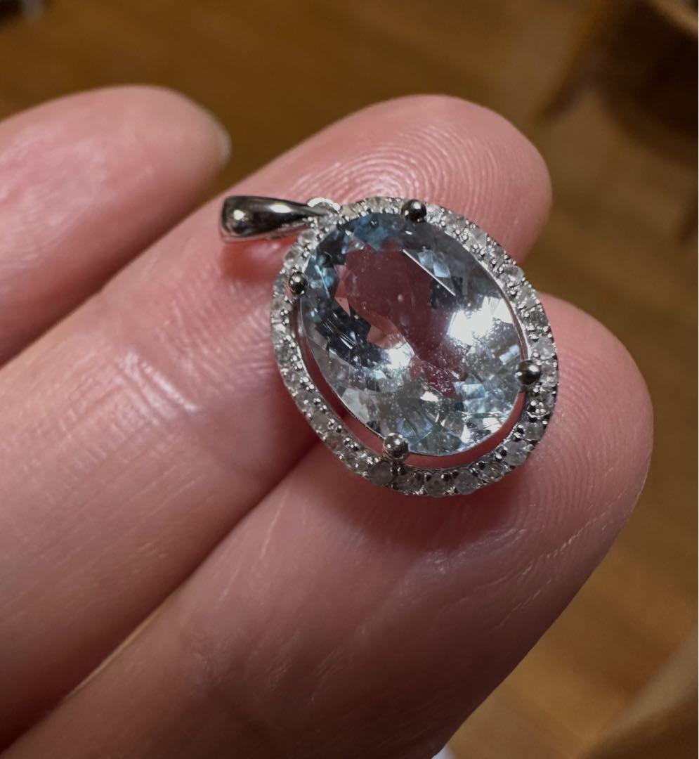 天然アクアマリン3 ct￼ 金具S 925ペンダントトップ 鑑定書付き