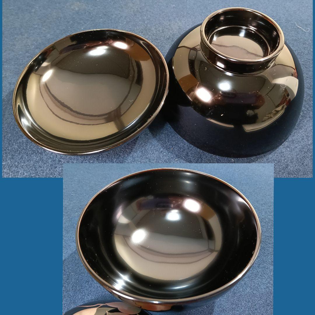 AM52 会津 大峰 吸物椀 蓋付椀 天然木 共箱 未使用 五客 黒椿