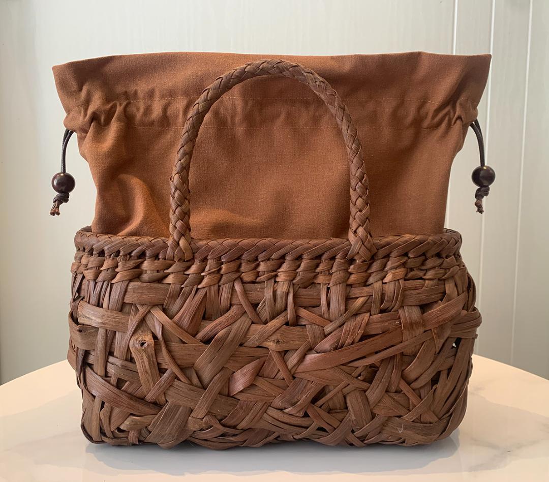 山葡萄籠バッグ 一番皮 乱れ編み 大容量 巾着内布