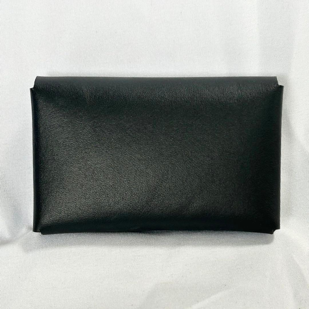 小銭入れ　名刺入れ　革　黒　スナップボタン　ハンドメイド　手のひらサイズ　カード