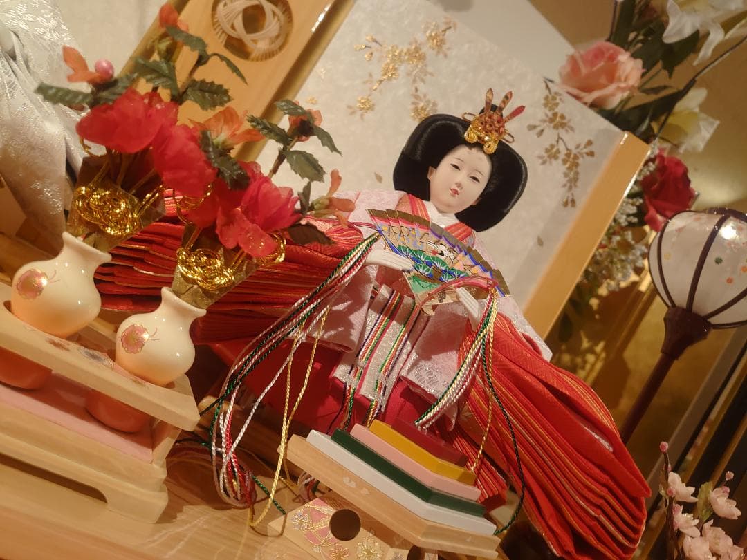 ●金襴衣装三人官女（大）　キラキラ入り　●おひなさま　●お雛様