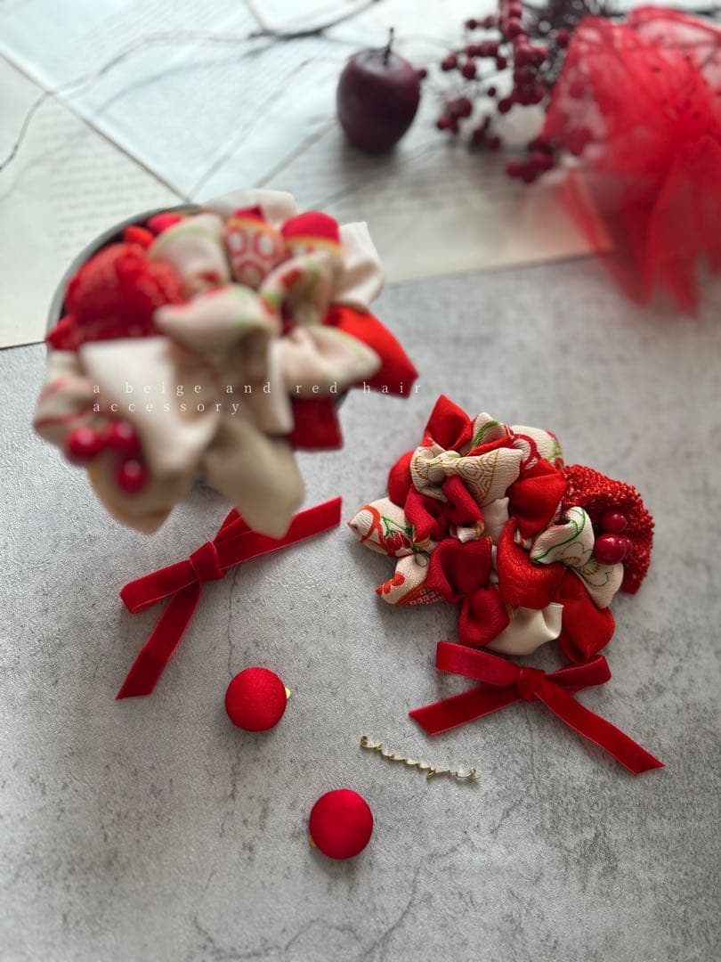 七五三髪飾り　繋げてヘッドドレスに♡ サイドに分けても可愛い髪飾り　NO.101