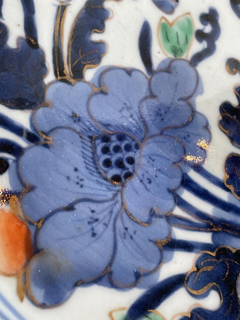 古伊万里 色絵 金彩 花文 輪花 大皿 大明成化年製 明治 飾皿 28.8cm