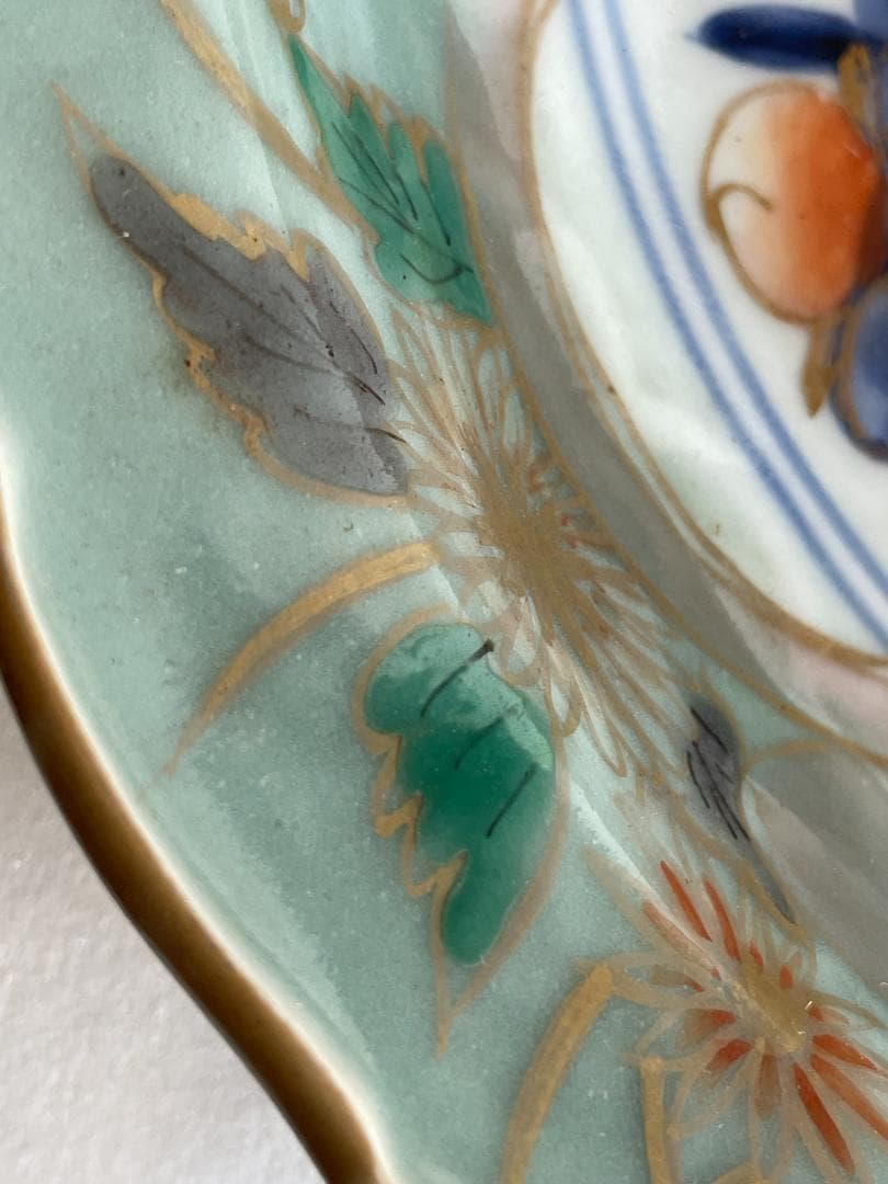 古伊万里 色絵 金彩 花文 輪花 大皿 大明成化年製 明治 飾皿 28.8cm