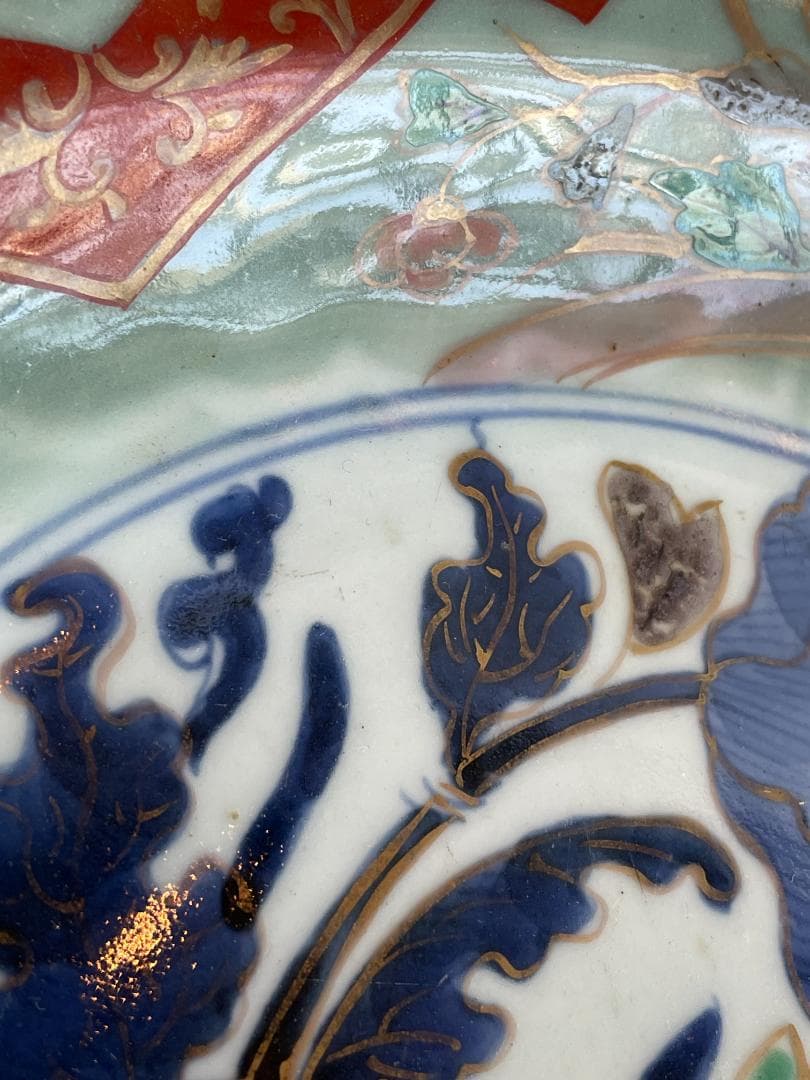 古伊万里 色絵 金彩 花文 輪花 大皿 大明成化年製 明治 飾皿 28.8cm