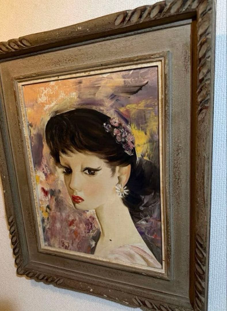 肉筆油彩画　直筆サインあり　年代物