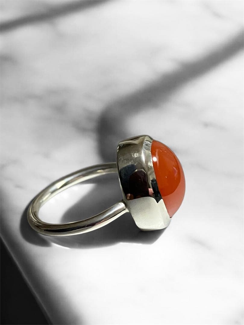 ハンドメイド　シルバーリング　カーネリアン 12号　Charch jewelry