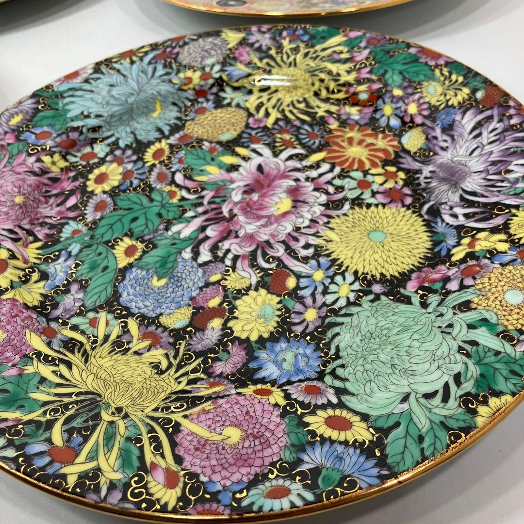 A2F39■ 中国廣彩 大皿 4枚セット 飾り皿 プレート