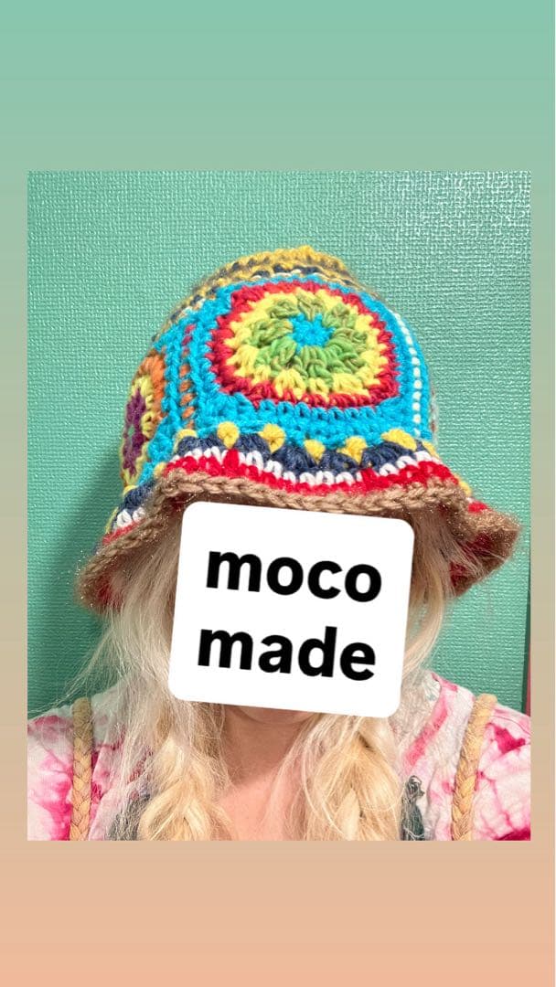 ハンドメイド☺︎グラニースクエア☺︎ウッドストックハット☺︎深めバケハ☺︎ヒッピー☺︎