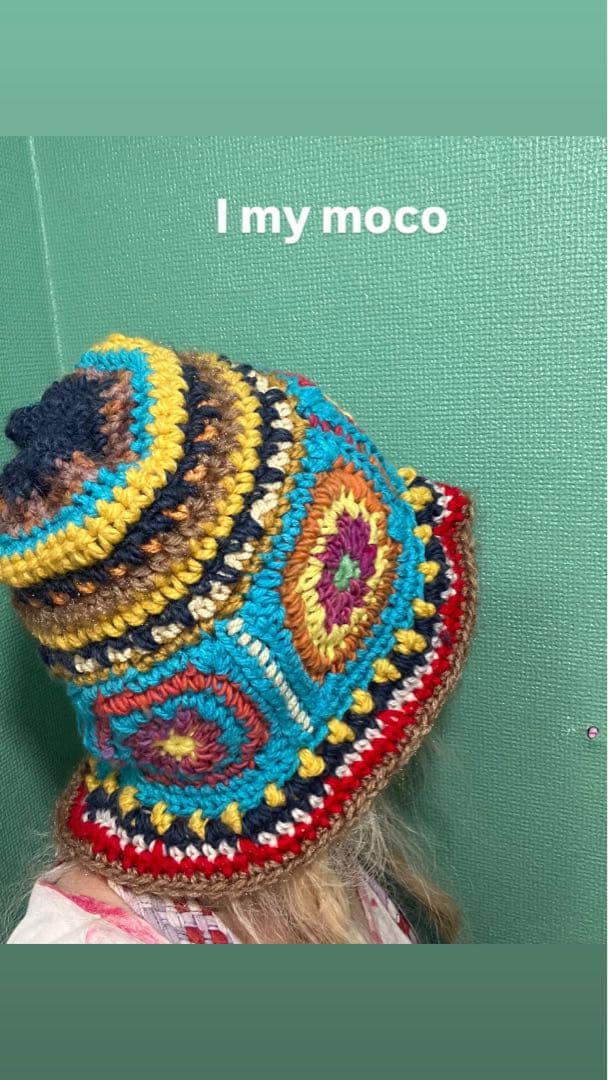 ハンドメイド☺︎グラニースクエア☺︎ウッドストックハット☺︎深めバケハ☺︎ヒッピー☺︎