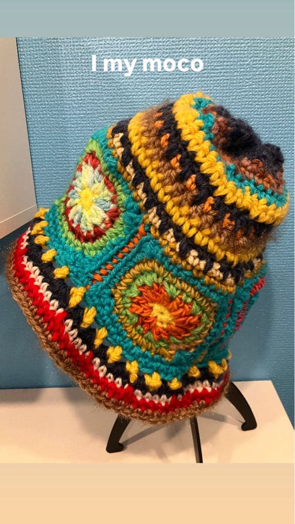 ハンドメイド☺︎グラニースクエア☺︎ウッドストックハット☺︎深めバケハ☺︎ヒッピー☺︎