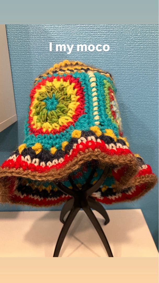 ハンドメイド☺︎グラニースクエア☺︎ウッドストックハット☺︎深めバケハ☺︎ヒッピー☺︎