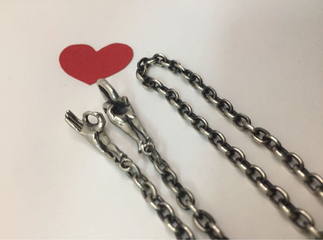 ❤️ック レスチェーン 丸1.0φ 50cmラブ ネックレス ハンドサイン