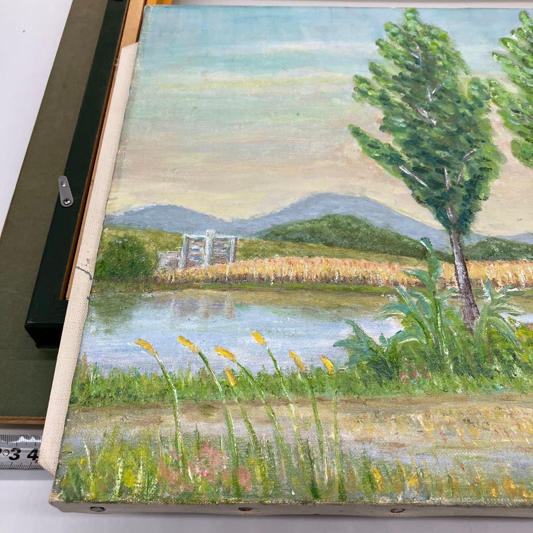 風景画 竹井睦英　湖南帰帆島　M.タケイ 印象派風 金色フレーム　額付き