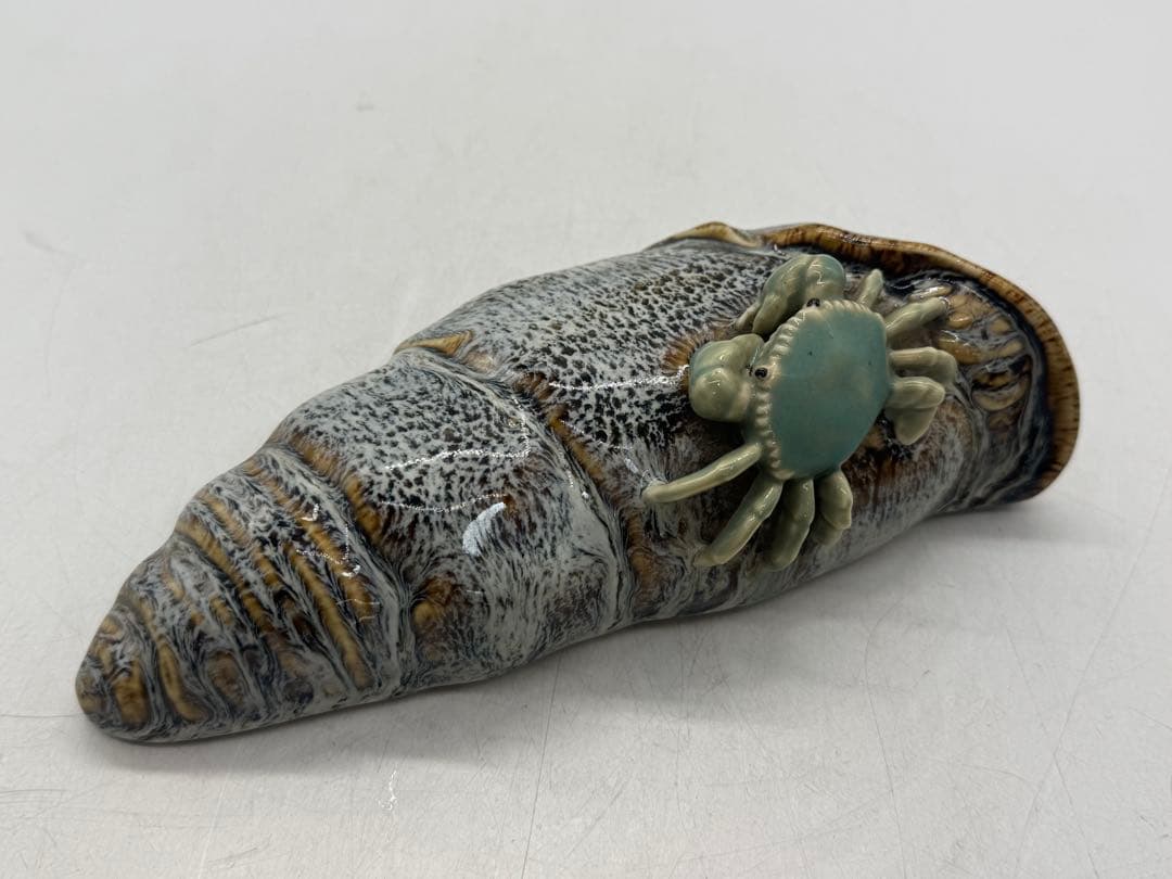 中国　鈞釉　螺に蟹　石湾窯花入　送料込み251114