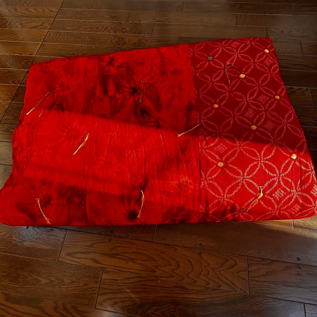 純国産綿布団　綿布団　表地シルク100% 着物生地　絞り　正絹お誂え敷き布団