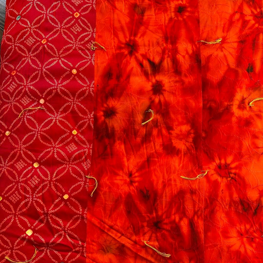 純国産綿布団　綿布団　表地シルク100% 着物生地　絞り　正絹お誂え敷き布団