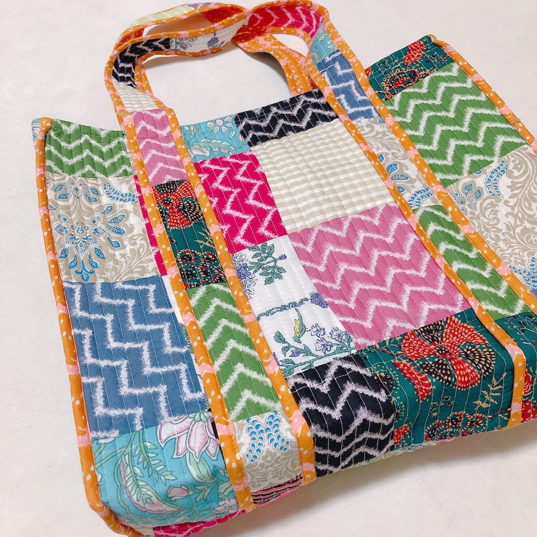 ブロックプリントバッグ ハーモニーキルト マザーズバッグ パッチワーク