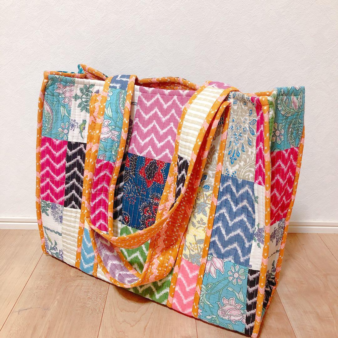ブロックプリントバッグ ハーモニーキルト マザーズバッグ パッチワーク