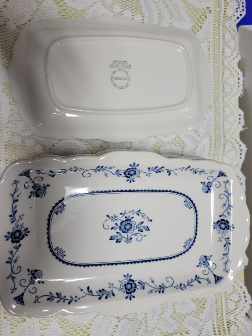 NIKKO 青い花模様 長方形皿 12枚セット