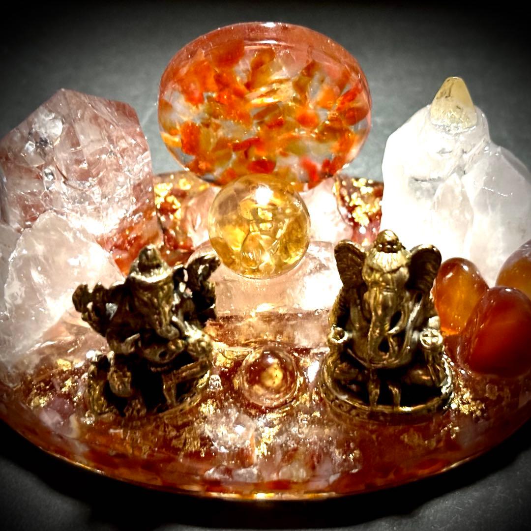 ✨ガネーシャの集い✨オルゴナイト✨オブジェ✨カーネリアン✨シトリン✨水晶✨