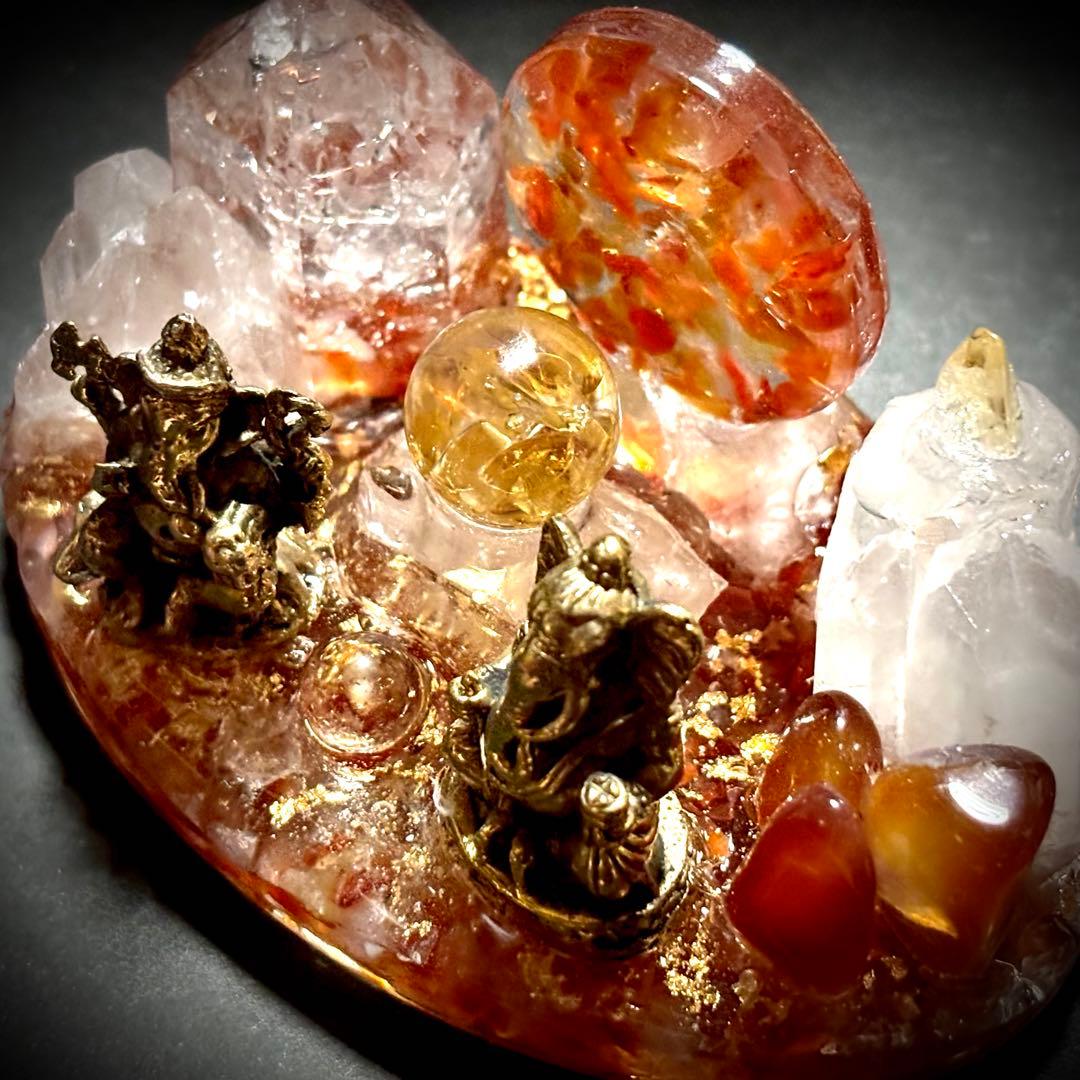 ✨ガネーシャの集い✨オルゴナイト✨オブジェ✨カーネリアン✨シトリン✨水晶✨