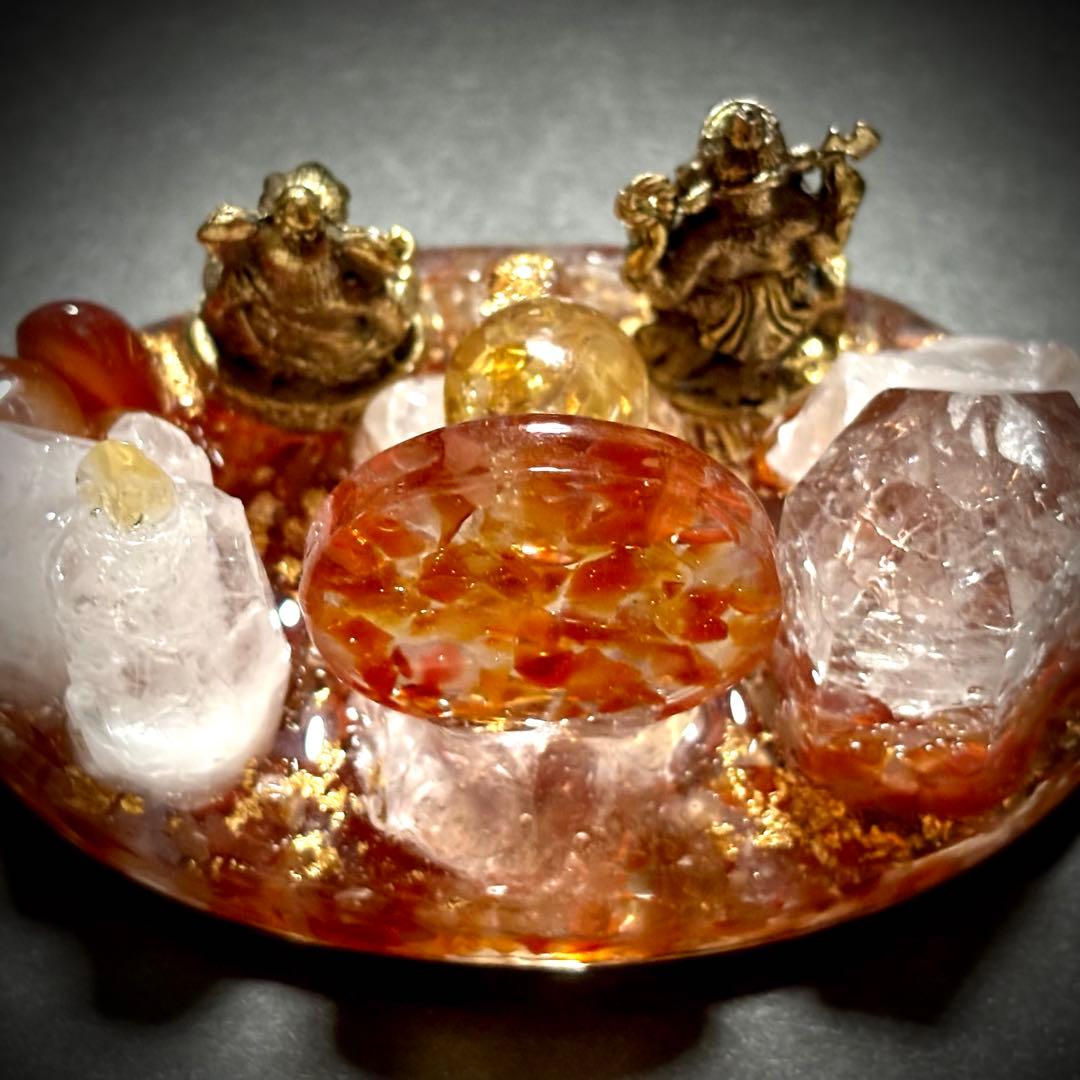✨ガネーシャの集い✨オルゴナイト✨オブジェ✨カーネリアン✨シトリン✨水晶✨
