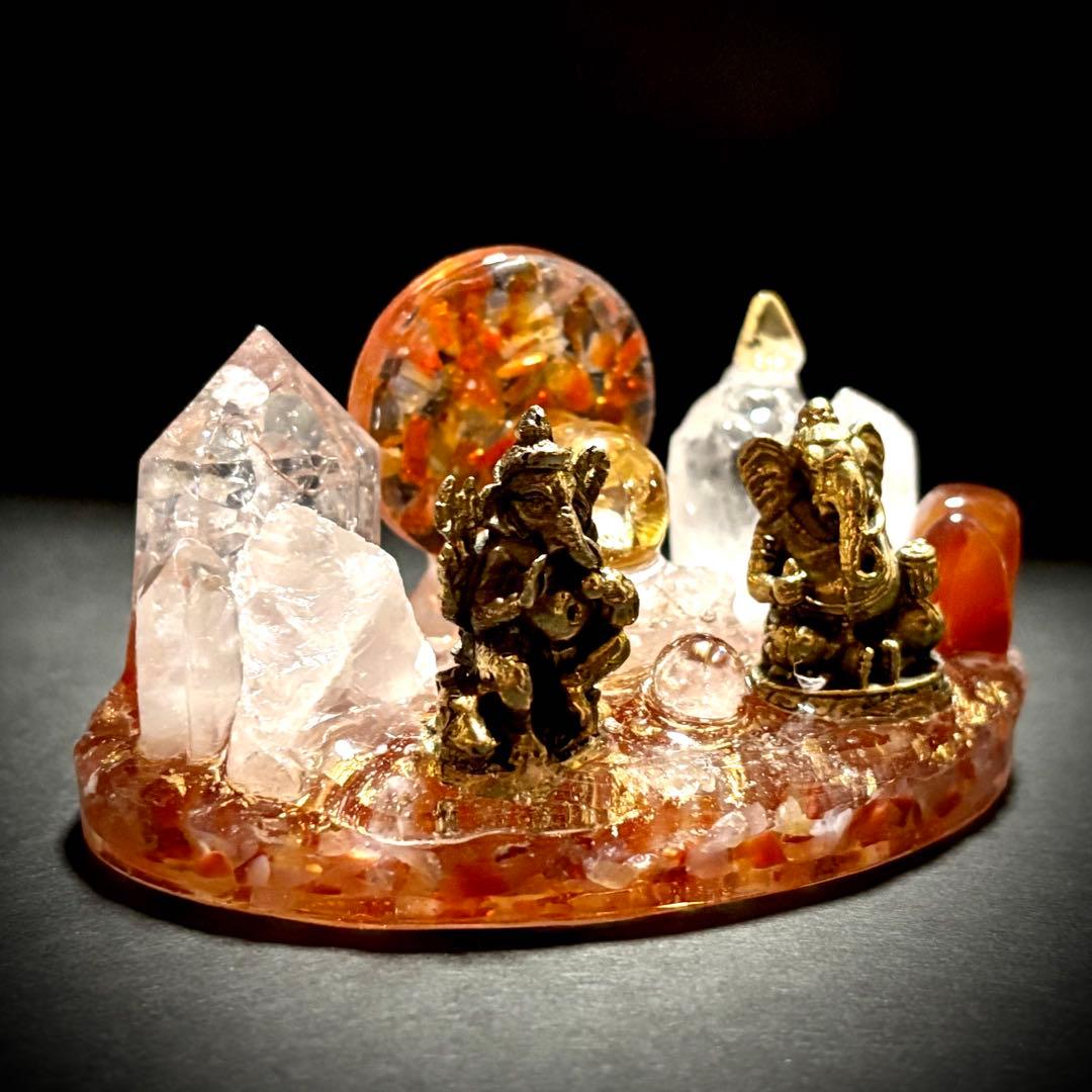 ✨ガネーシャの集い✨オルゴナイト✨オブジェ✨カーネリアン✨シトリン✨水晶✨