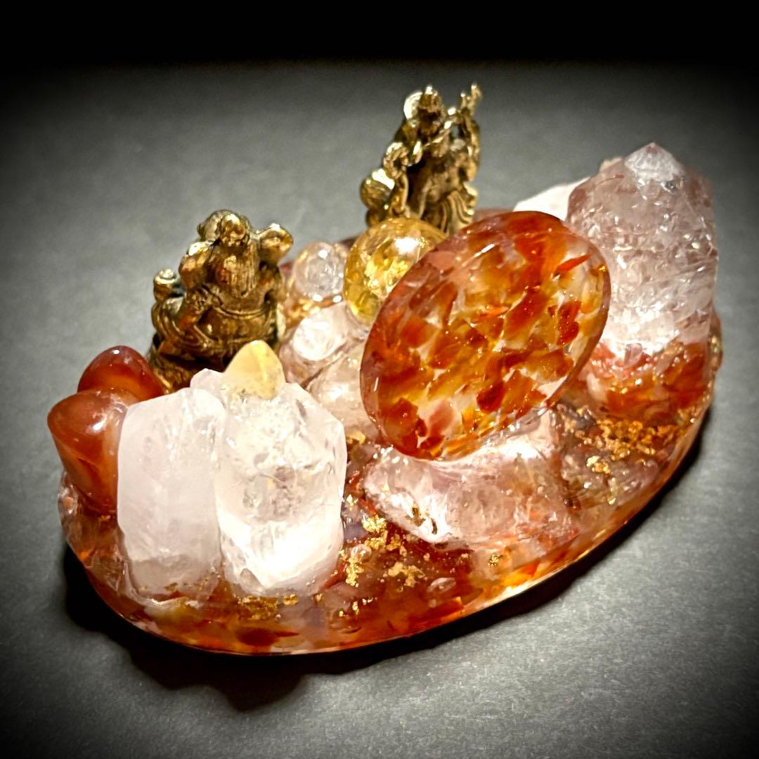 ✨ガネーシャの集い✨オルゴナイト✨オブジェ✨カーネリアン✨シトリン✨水晶✨