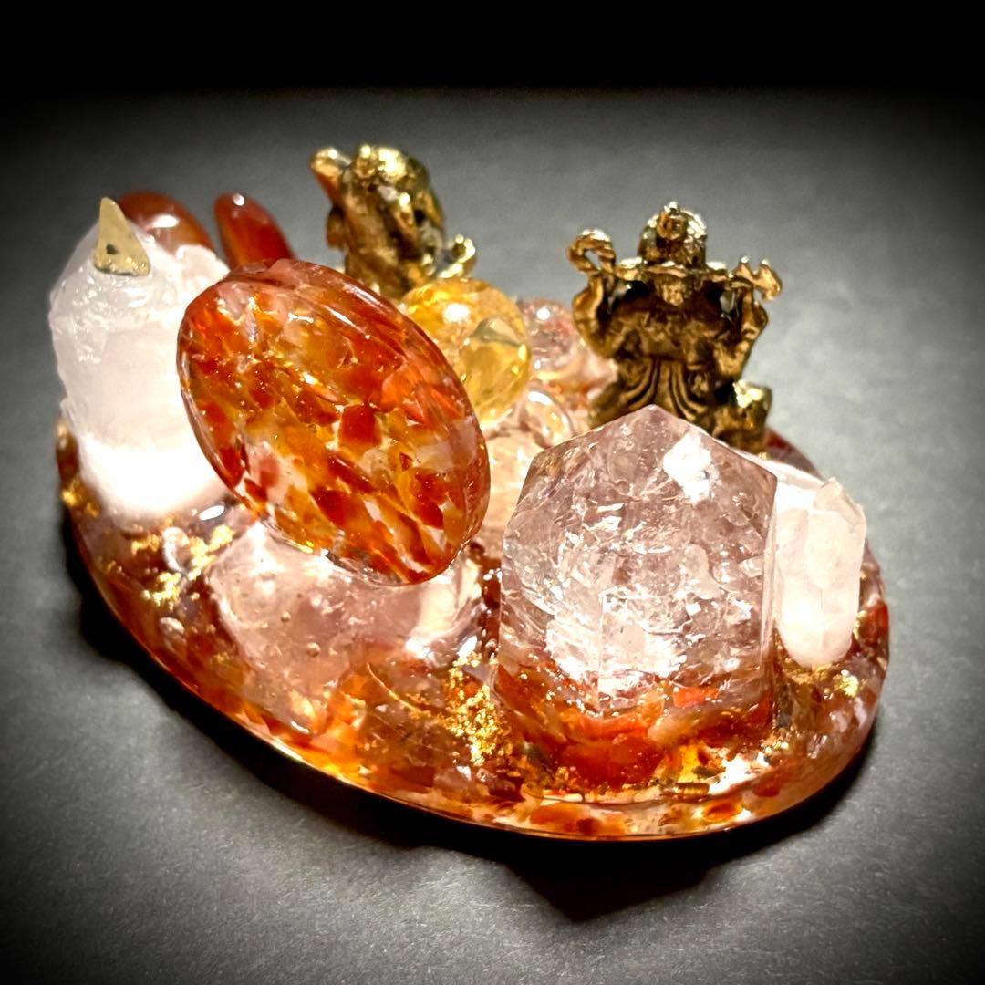 ✨ガネーシャの集い✨オルゴナイト✨オブジェ✨カーネリアン✨シトリン✨水晶✨