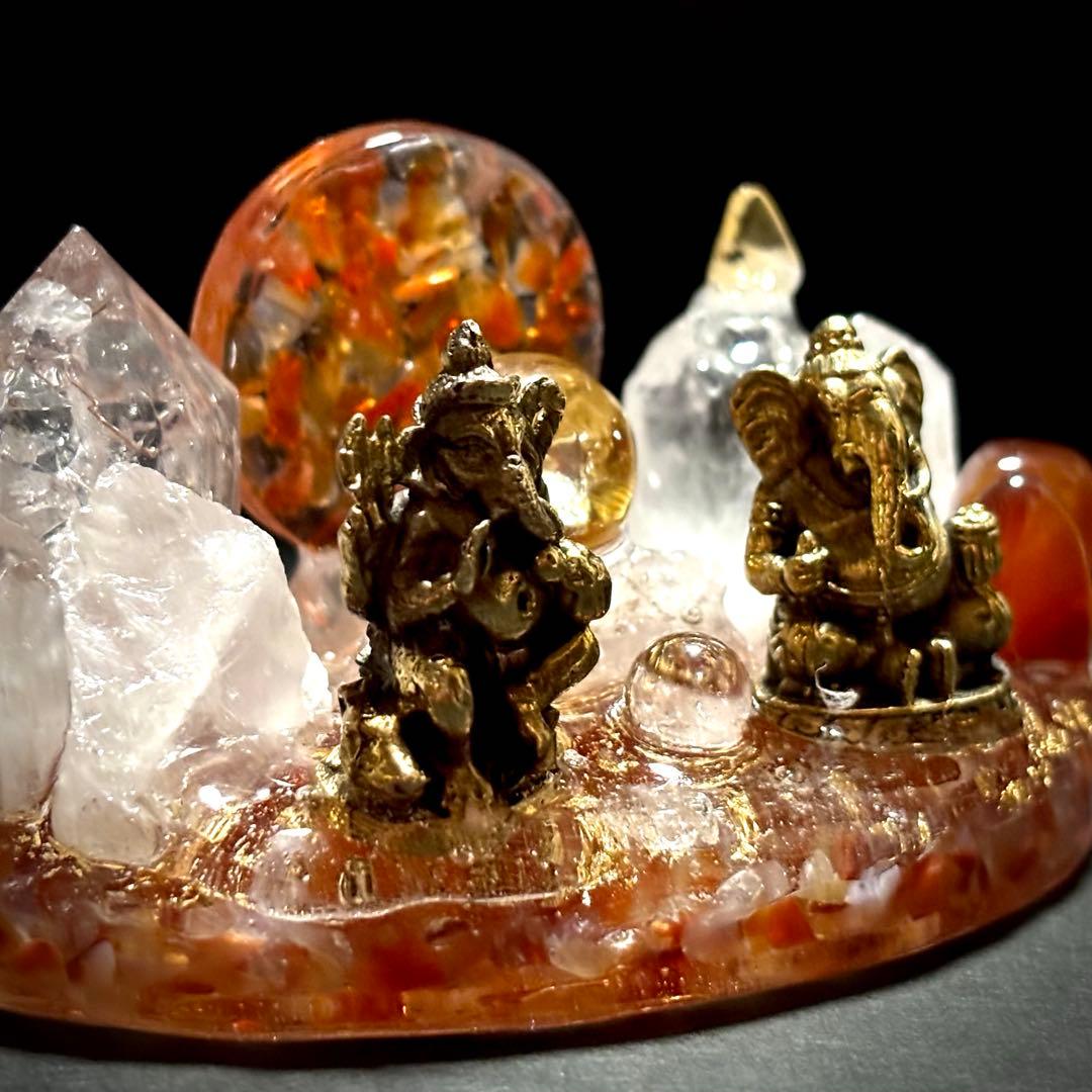 ✨ガネーシャの集い✨オルゴナイト✨オブジェ✨カーネリアン✨シトリン✨水晶✨