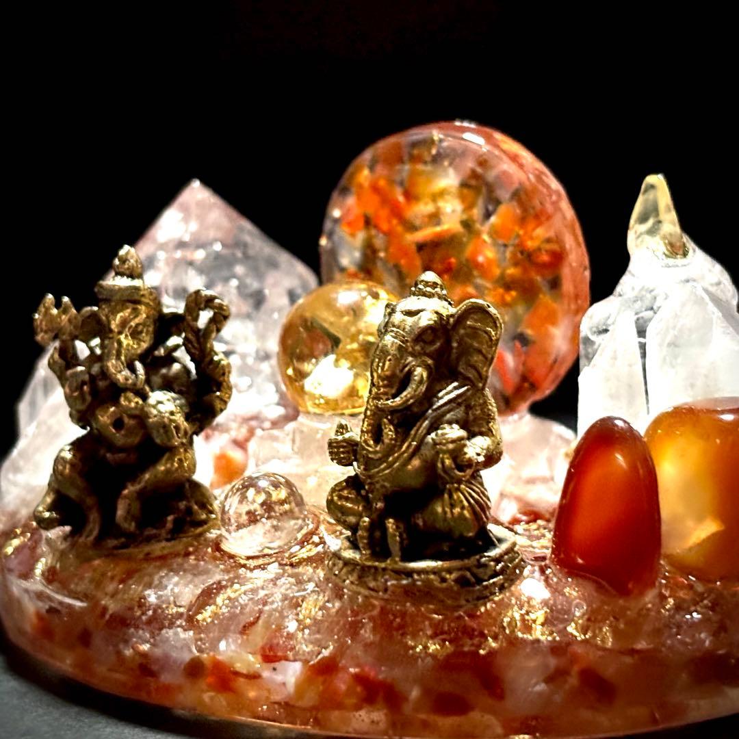 ✨ガネーシャの集い✨オルゴナイト✨オブジェ✨カーネリアン✨シトリン✨水晶✨