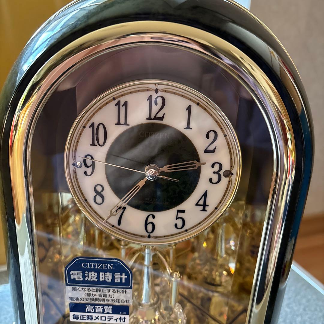 美品シチズン電波時計.毎正時メロディー付12曲、4ＲＮ427.説明書あり
