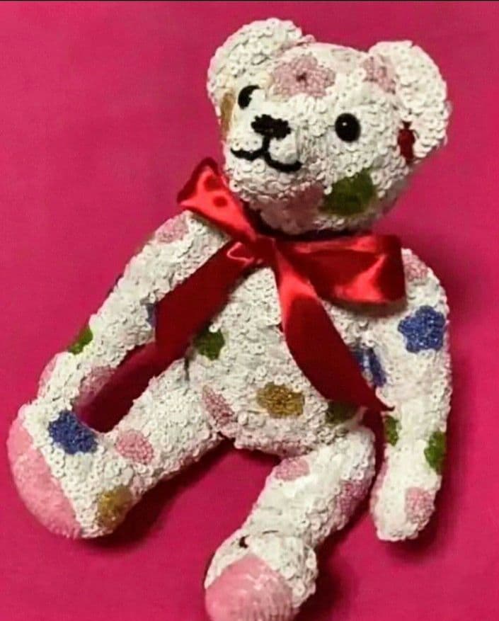 (田川啓二)お花模様のビーズ刺繍ベア【値下げ】
