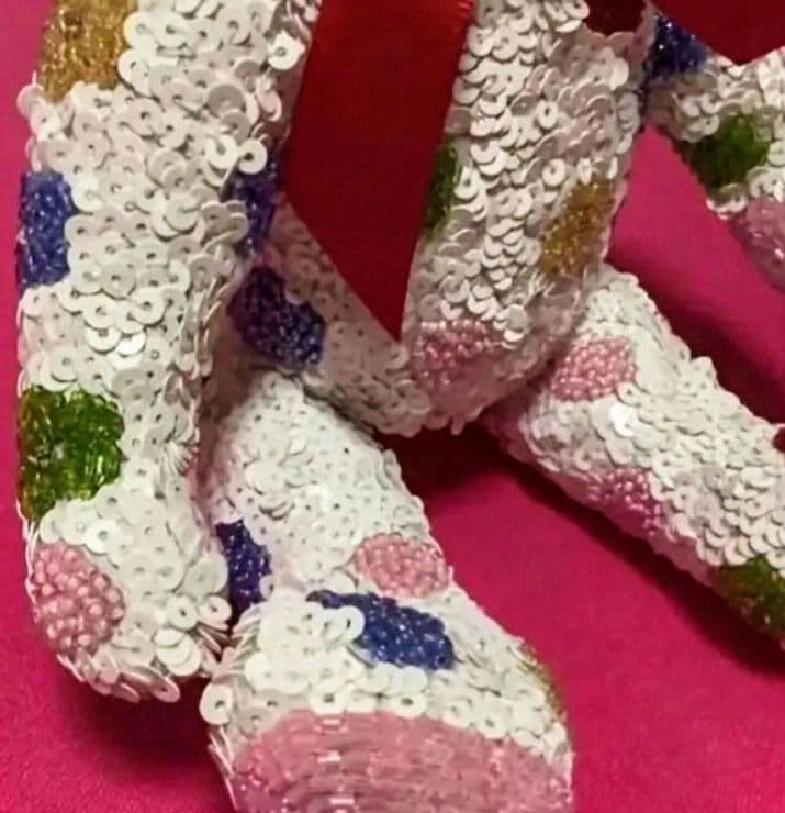 (田川啓二)お花模様のビーズ刺繍ベア【値下げ】
