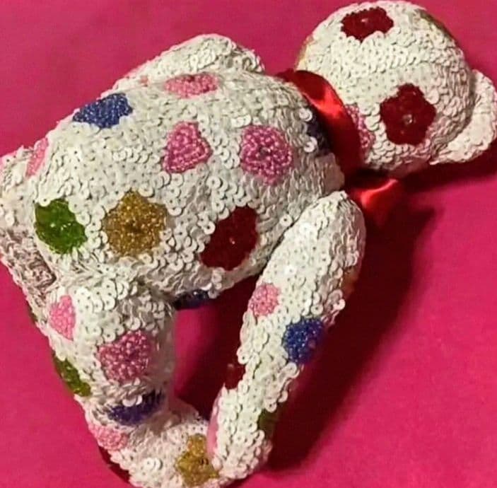 (田川啓二)お花模様のビーズ刺繍ベア【値下げ】