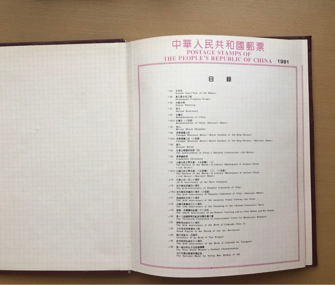 記念切手集 中国 1991年版
