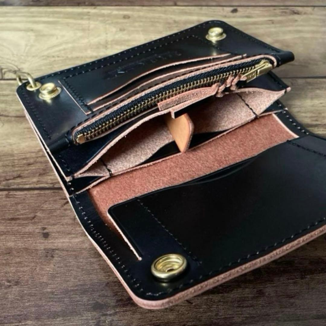 【お札を折らずに収納】ミドルトラッカーウォレット ポケットカスタム【受注生産】