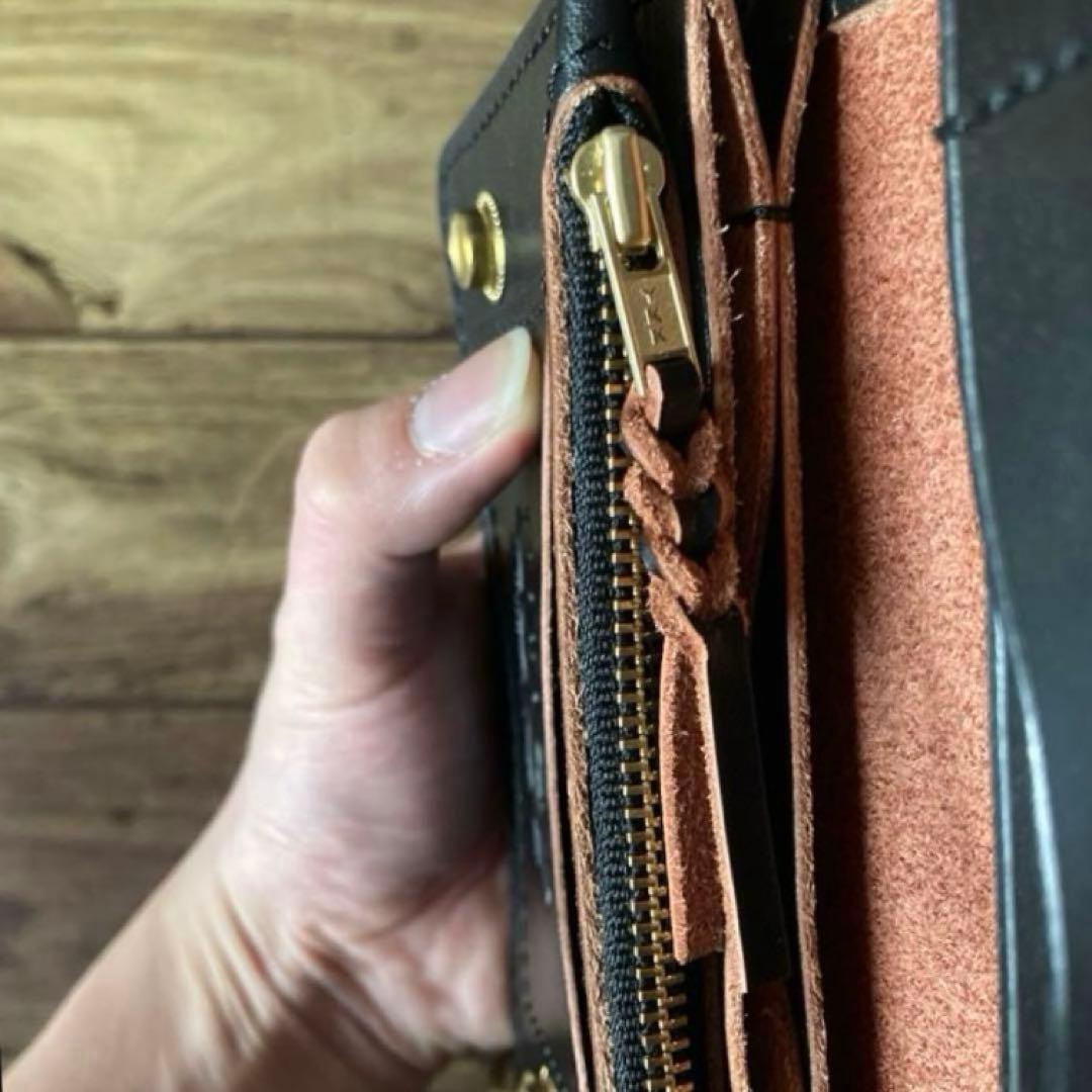 【お札を折らずに収納】ミドルトラッカーウォレット ポケットカスタム【受注生産】