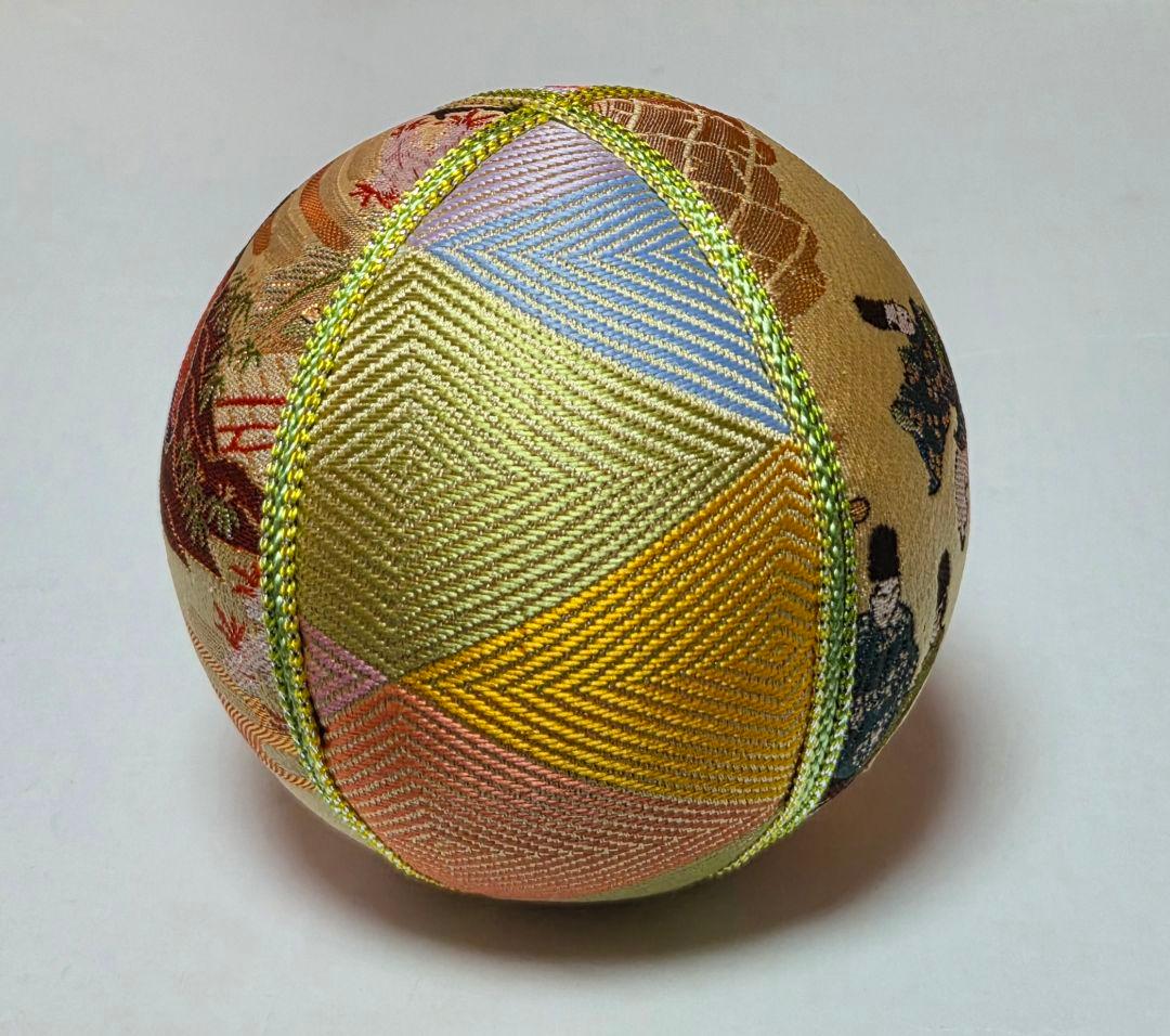 3663　手毬　平安絵巻　十二単　金襴　木目込みまり　置物