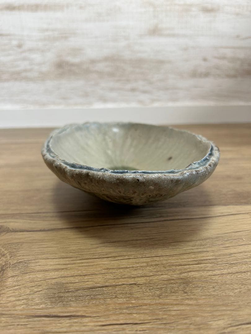 作家さんの器 灰釉薬 ビードロ釉 鉢 櫛目 オーバル 織部 作家物
