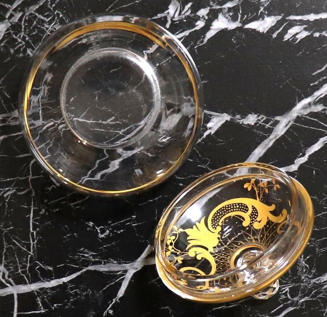 オールド・バカラ 1900年頃 盛り上げ金彩 蓋物 ボンボニエール アートピース