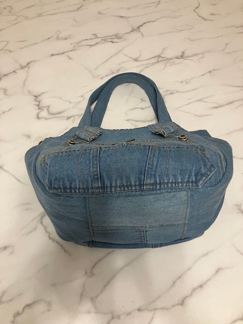 1098 大きめデニムリメイクバック　ハンドメイド