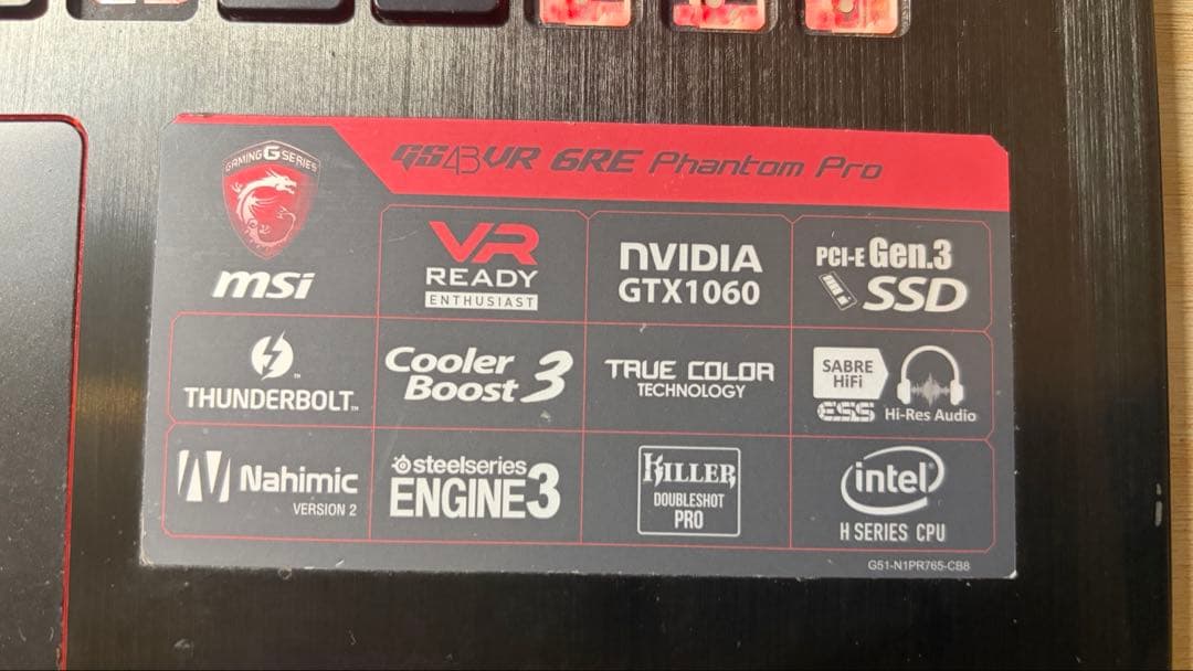 MSI GS43VR 16GB GeForce1060 ジャンク バッテリー欠品